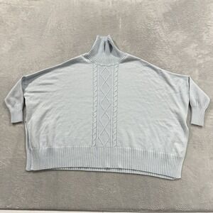 Mar Sea Long Sleeve Knit Sweater Women OS Baby Blue Turtleneck Boxy Cutesy